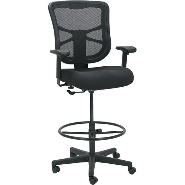 ALERA - 51-5/8" High Stool - 25.63" Wide x 26" Deep, Fabric Mesh Seat, Black - Caliber Tooling