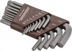 Paramount - 13 Piece L-Key Short Arm Hex Key Set - Hex Range 0.05 to 3/8", Steel - Caliber Tooling