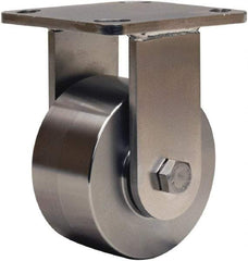 Hamilton - 4" Diam x 2" Wide x 5-5/8" OAH Top Plate Mount Rigid Caster - Forged Steel, 850 Lb Capacity, Delrin Bearing, 4 x 4-1/2" Plate - Caliber Tooling