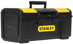 Stanley - 3 Compartment Tool Box - 18-7/8" Wide x 10-1/4" Deep x 9" High, Polypropylene, Black/Yellow - Caliber Tooling