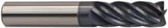 Accupro - 5/8", 5 Flute, Single End, Solid Carbide, 0.09" Corner Radius End Mill - 3-1/2" OAL, 37° Helix, Right Hand Flute, 1-5/8" LOC, Right Hand Cut - Caliber Tooling