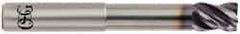 OSG - 1/2", 4 Flute, Single End, Solid Carbide, 0.03" Corner Radius End Mill - 4" OAL, 35° Helix, Right Hand Flute, 5/8" LOC, Right Hand Cut, 2-1/4" Extended Reach - Caliber Tooling