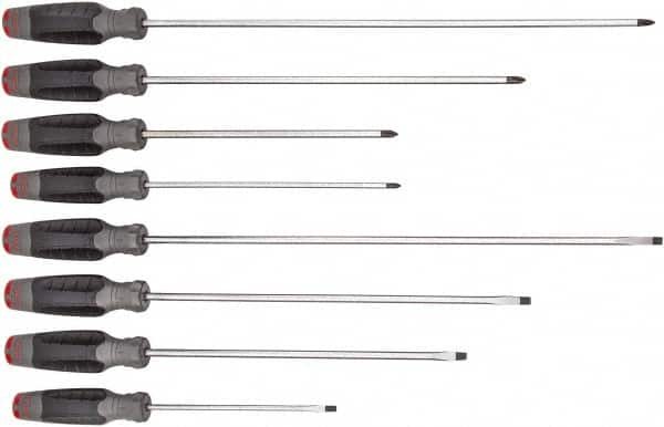 Proto - 8 Piece Slotted & Phillips Screwdriver Set - Bit Sizes: Philips #1 to #2 - Caliber Tooling