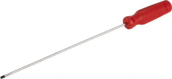 Proto - 286mm OAL Cabinet Slotted Screwdriver - 203mm Blade Length, Round Shank, Ergonomic Handle - Caliber Tooling