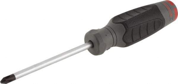 Proto - #2, 8-1/4" OAL, Standard Phillips Screwdriver - 4" Blade Length, Round Shank, Ergonomic Handle - Caliber Tooling