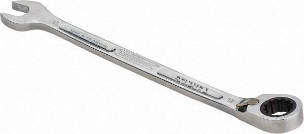 Proto - 12mm 12 Point Combination Wrench - 15° Head Angle, 7-23/32" OAL, Steel, Chrome Finish - Caliber Tooling