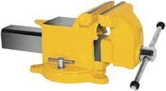 Yost Vises - 5" Jaw Width x 5" Jaw Opening Capacity, 2-5/8" Throat Depth, Bench & Pipe Combination Vise - 1/2 to 1-1/2" Pipe Capacity, Swivel Base, Bolt Down Attachment, Steel - Caliber Tooling