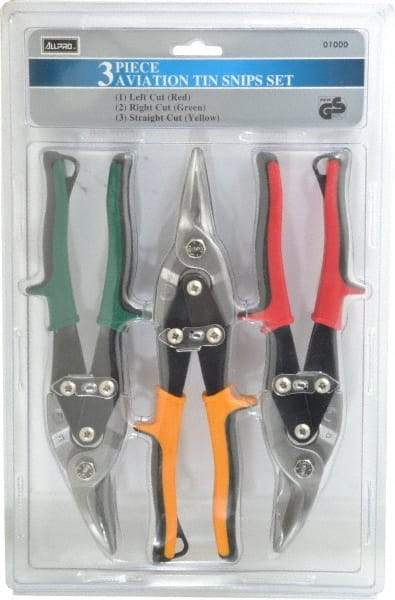 Value Collection - 3 Piece Aviation Snip Set - Left, Right, Straight, 10" OAL, 1-3/8" LOC - Caliber Tooling