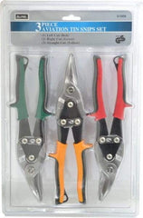 Value Collection - 3 Piece Aviation Snip Set - Left, Right, Straight, 10" OAL, 1-3/8" LOC - Caliber Tooling