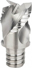 Iscar - MM ERA Grade IC08 Carbide End Milling Tip Insert - Uncoated, 3 Flutes, 3/4" Cutting Diam, 1/2" Depth of Cut, 1" Extension, 0.008" Cnr Rad, 45° Helix - Caliber Tooling