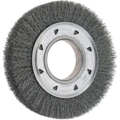 Osborn - 6" OD, 2" Arbor Hole, Crimped Steel Wheel Brush - 7/8" Face Width, 1" Trim Length, 0.0104" Filament Diam, 6,000 RPM - Caliber Tooling