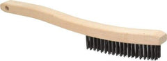 Osborn - 3 Rows x 19 Columns Steel Scratch Brush - 6" Brush Length, 13-11/16" OAL, 1-1/8" Trim Length, Wood Curved Handle - Caliber Tooling