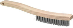 Osborn - 4 Rows x 18 Columns Steel Plater's Brush - 5-3/4" Brush Length, 13-1/4" OAL, 1" Trim Length, Wood Curved Handle - Caliber Tooling