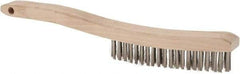 Osborn - 4 Rows x 18 Columns Stainless Steel Plater's Brush - 5-3/4" Brush Length, 13-1/4" OAL, 1" Trim Length, Wood Curved Handle - Caliber Tooling