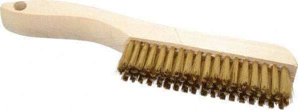 Osborn - 4 Rows x 18 Columns Brass Plater's Brush - 4-3/4" Brush Length, 10" OAL, 1" Trim Length, Wood Shoe Handle - Caliber Tooling