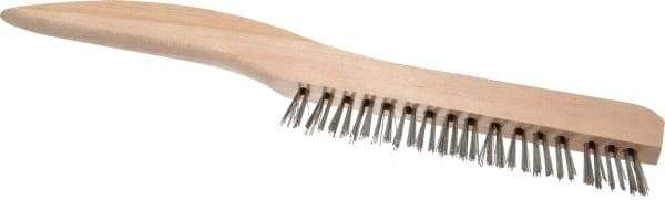 Osborn - 1 Rows x 16 Columns Stainless Steel Plater's Brush - 5" Brush Length, 10" OAL, 3/4" Trim Length, Wood Shoe Handle - Caliber Tooling