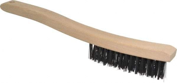 Osborn - 3 Rows x 14 Columns Steel Scratch Brush - 13-3/4" OAL, 1-1/2" Trim Length, Wood Curved Handle - Caliber Tooling