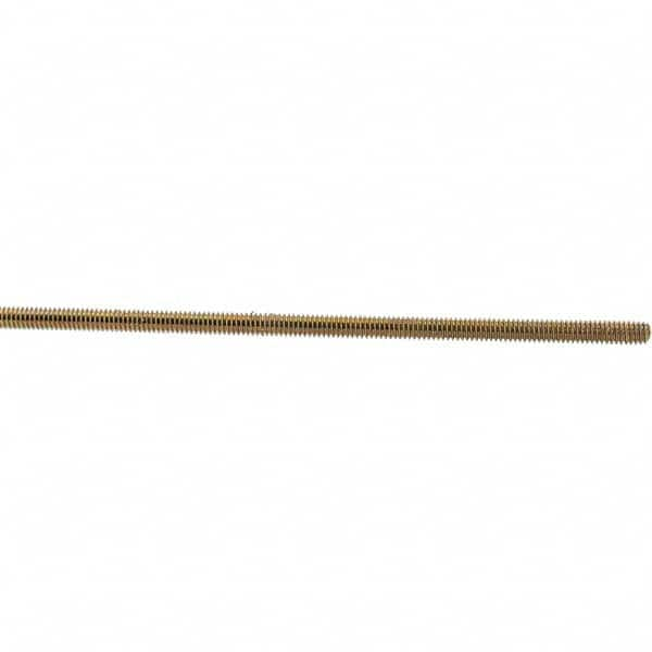 Value Collection - 1/4-20 UNC (Coarse), 3' Long, Low Carbon Steel Threaded Rod - Yellow Zinc-Plated Finish, Right Hand Thread - Caliber Tooling