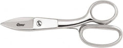 Clauss - 5" LOC, 7-3/4" OAL Chrome Plated Straight Shears - Serrated, Steel Straight Handle, For Paper, Fabric - Caliber Tooling