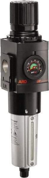 ARO/Ingersoll-Rand - 1" NPT Port Heavy Duty 1 Piece Filter/Regulator FRL Unit - Metal Bowl, 250 SCFM, 250 Max psi, 14.689" High x 4.091" Long, Automatic Drain - Caliber Tooling