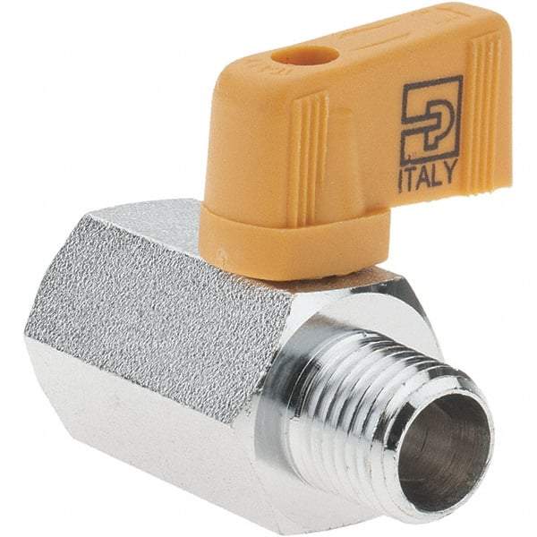 Parker - 1/4" Pipe, Brass Miniature Ball Valve - Male x Female Ends, Wedge Handle - Caliber Tooling