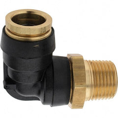 Parker - 5/8" Outside Diam, 1/2 Thread, Brass Push-to-Connect Tube Male Elbow - 250 Max psi, Tube to Male NPT Connection - Caliber Tooling