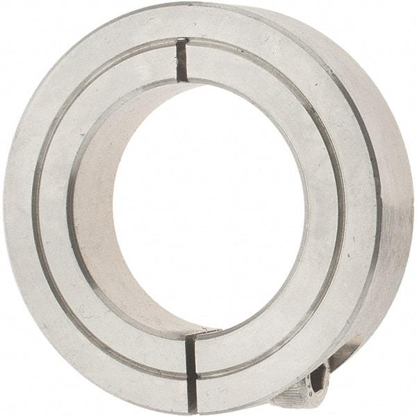 Value Collection - 1-1/4" Bore, Stainless Steel, One Piece Clamp Collar - 2-1/16" Outside Diam, 1/2" Wide - Caliber Tooling