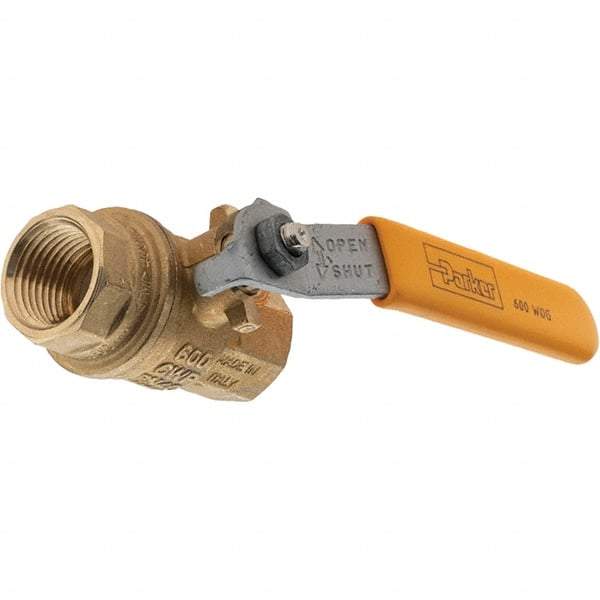 Parker - 1/2" Pipe, Bronze Full Port Ball Valve - NPT Ends, Lever Handle, 600 WOG, 150 WSP - Caliber Tooling