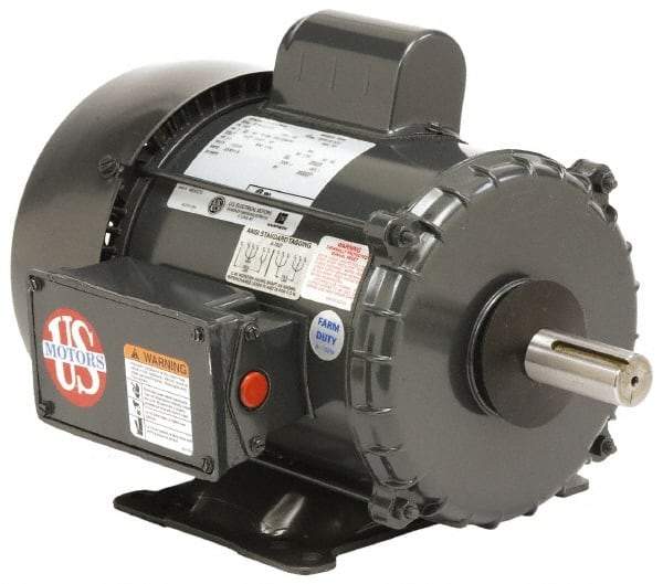 US Motors - 1 hp, TEFC Enclosure, 1,725 RPM, 115/230 Volt, 60 Hz, Industrial Electric AC/DC Motor - Size 56 Frame, 1 Speed, Ball Bearings, B Class Insulation, Reversible - Caliber Tooling