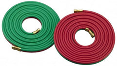 Parker - 3/8" Inside x 0.656" Outside Diam, Grade R Welding Hose - Green & Red, 25' Long, Twin Style, 200 psi Working Pressure - Caliber Tooling