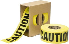 Ability One - 1,000' Long x 3" Wide Roll, Polyethylene, Black & Yellow Barricade Tape - Message: CAUTION - Caliber Tooling