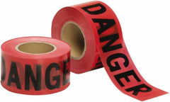 Ability One - 1,000' Long x 3" Wide Roll, Polyethylene, Black & Red Barricade Tape - Message: Danger - Caliber Tooling