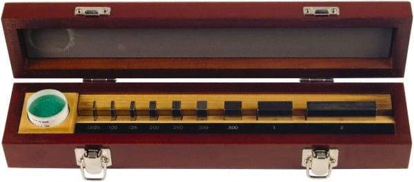 Mitutoyo - 9 Piece, 1/16 to 2", Grade AS-1, Steel Gage Block Set - Rectangular - Caliber Tooling