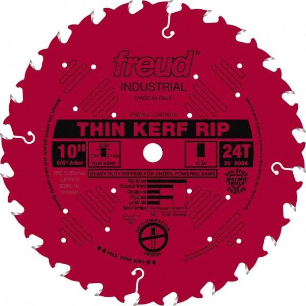 Freud - 10" Diam, 5/8" Arbor Hole Diam, 24 Tooth Wet & Dry Cut Saw Blade - Carbide-Tipped, Standard Round Arbor - Caliber Tooling