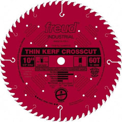 Freud - 10" Diam, 5/8" Arbor Hole Diam, 60 Tooth Wet & Dry Cut Saw Blade - Carbide-Tipped, Standard Round Arbor - Caliber Tooling