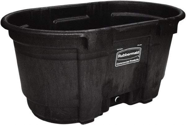 Rubbermaid - 100 Gallon Black Oval Plastic Stock Tank - 25" High x 31" Diam - Caliber Tooling