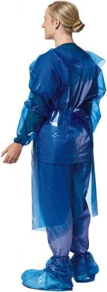 PolyConversions - 4 mil Thick Chemical Resistant Coat Apron - Polyolefin, Blue - Caliber Tooling