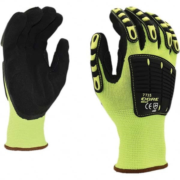 Cordova - Size L (9) Nitrile Coated Polyester, TPR & Nitrile Impact High Visibility Work Gloves - Caliber Tooling