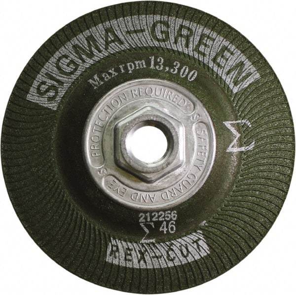 Rex Cut Product - 46 Grit, 4-1/2" Wheel Diam, Type 27 Depressed Center Wheel - Zirconia Alumina/Aluminum Oxide Blend - Caliber Tooling