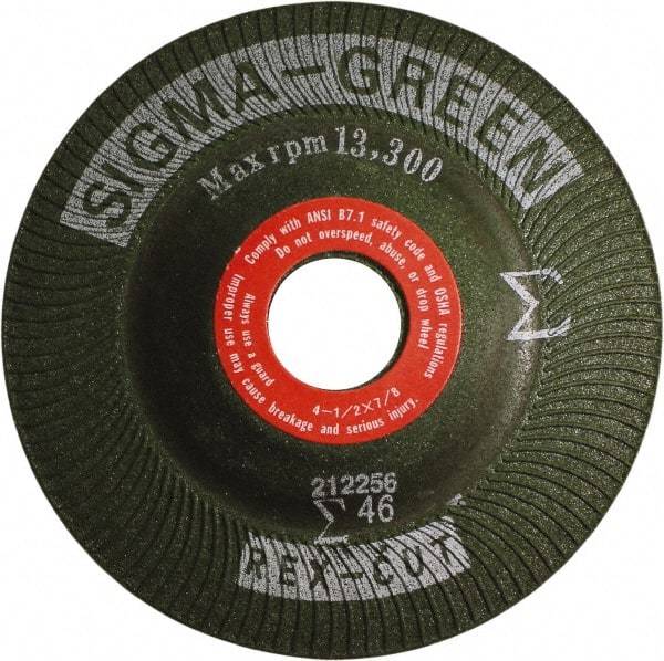 Rex Cut Product - 46 Grit, 4-1/2" Wheel Diam, 7/8" Arbor Hole, Type 27 Depressed Center Wheel - Zirconia Alumina/Aluminum Oxide Blend - Caliber Tooling