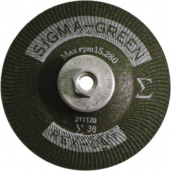 Rex Cut Product - 36 Grit, 4" Wheel Diam, Type 27 Depressed Center Wheel - Zirconia Alumina/Aluminum Oxide Blend - Caliber Tooling