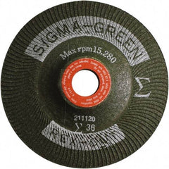 Rex Cut Product - 36 Grit, 4" Wheel Diam, 5/8" Arbor Hole, Type 27 Depressed Center Wheel - Zirconia Alumina/Aluminum Oxide Blend - Caliber Tooling