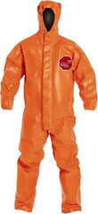 Dupont - Size L Film Laminate Chemical Resistant Flame Resistant/Retardant Coveralls - Orange, Zipper Closure, Elastic Cuffs, Elastic Ankles - Caliber Tooling