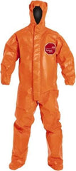 Dupont - Size S Film Laminate Chemical Resistant Flame Resistant/Retardant Coveralls - Orange, Zipper Closure, Elastic Cuffs - Caliber Tooling