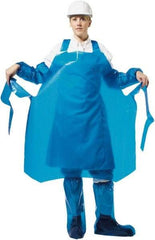 PolyConversions - 35" Wide x 55" Long x 6 mil Thick Chemical Resistant Bib Apron - Polyolefin, Blue, Waterproof, Resists Chemicals, Fats, Oils, Dry Particles, Liquid Splashes - Caliber Tooling