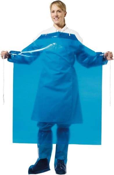 PolyConversions - 35" Wide x 45" Long x 6 mil Thick Chemical Resistant Bib Apron - Polyolefin, Blue, Waterproof, Resists Chemicals, Fats, Oils, Dry Particles, Liquid Splashes - Caliber Tooling