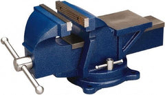 Wilton - 5" Jaw Width, 5" Opening Capacity, 2-1/2" Throat Depth, Steel Swivel Bench Vise - Bolt Down Base Attachment - Caliber Tooling