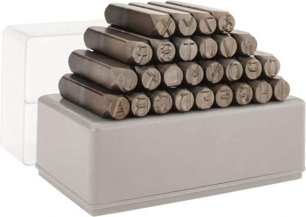 C.H. Hanson - 27 Piece, 3/8" Character Steel Stamp Set - Letters, Standard - Caliber Tooling