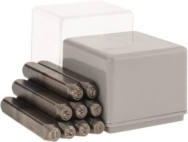 C.H. Hanson - 9 Piece, 3/16" Character Steel Stamp Set - Figures, Heavy Duty - Caliber Tooling