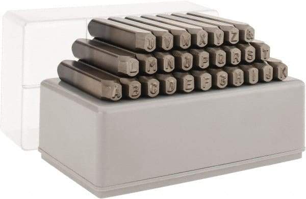 C.H. Hanson - 27 Piece, 3/16" Character Steel Stamp Set - Letters, Reverse - Caliber Tooling